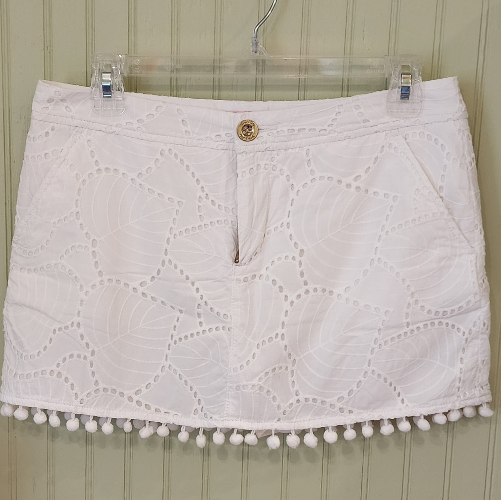 Lilly Pulitzer Lorelie White Leaf Eyelet skort